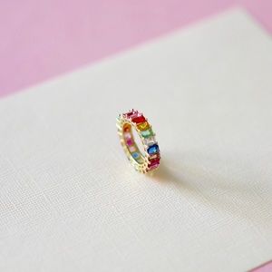 Rainbow Multi 14k Gold Baguette Ring 🌈